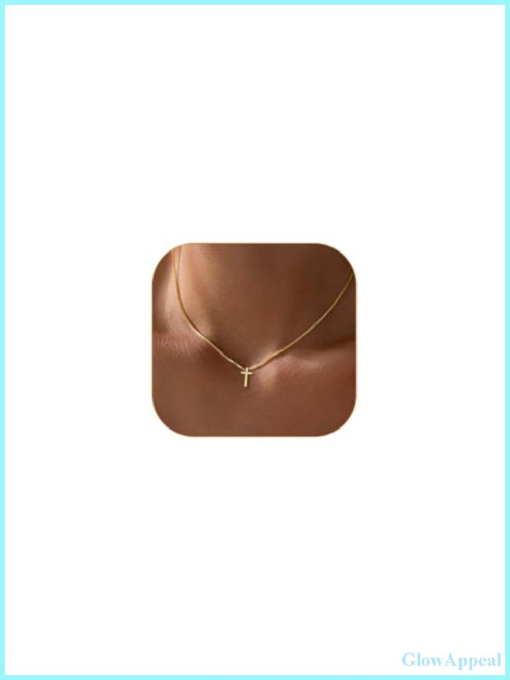 14K Gold Plated Cross Pendant Necklace for Women, Adjustable Choker Lobster